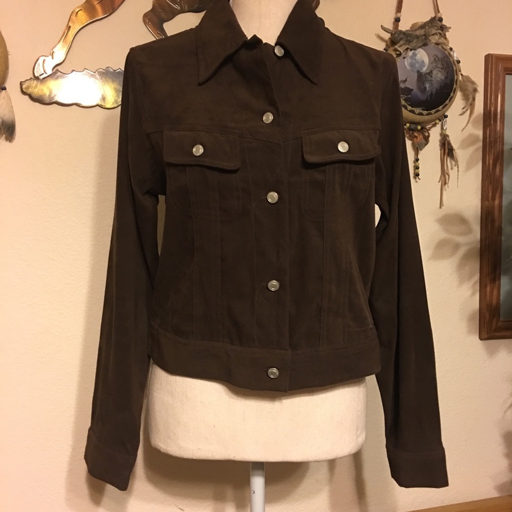 DCC brown faux suede stretch jacket M